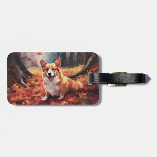 Corgi in herfstbladeren Herfst Inspire Bagagelabel (Achterkant horizontaal)