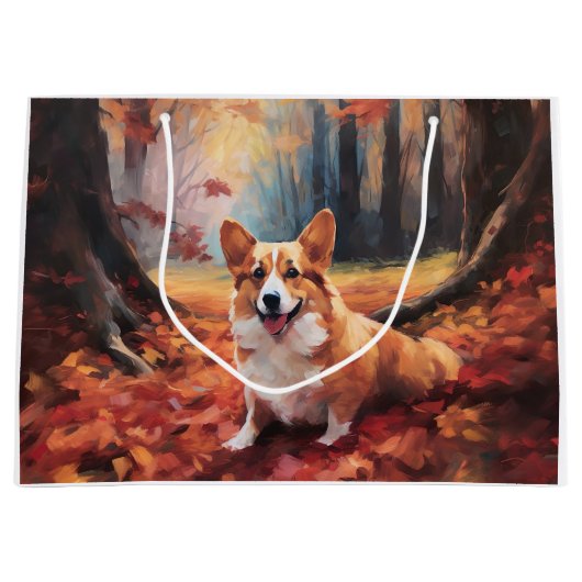 Corgi in herfstbladeren Herfst Inspire Groot Cadeauzakje (Voorkant)