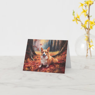 Corgi in herfstbladeren Herfst Inspire Kaart