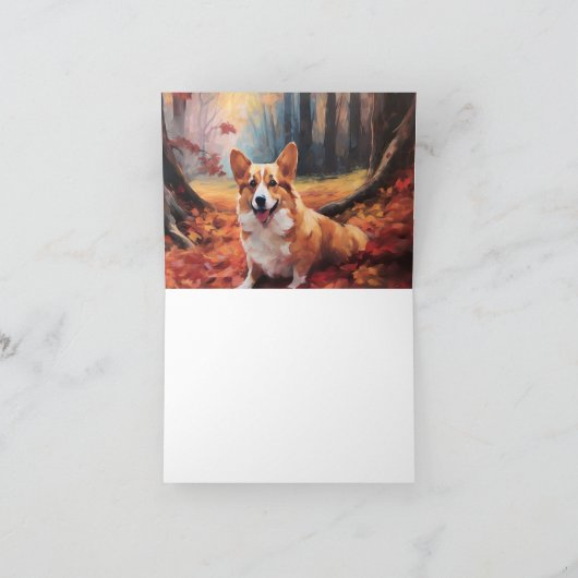 Corgi in herfstbladeren Herfst Inspire Kaart (Binnen)