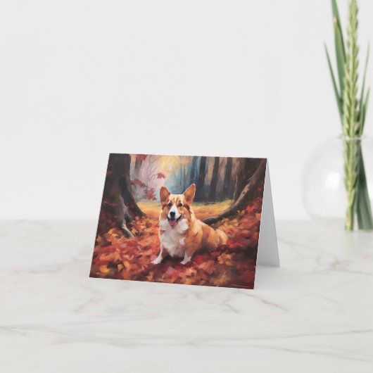 Corgi in herfstbladeren Herfst Inspire Kaart (Voorkant)