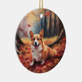 Corgi in herfstbladeren Herfst Inspire Keramisch Ornament (Rechts)