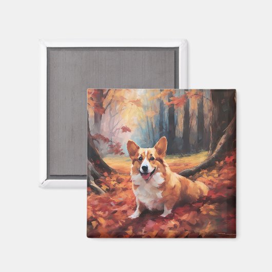 Corgi in herfstbladeren Herfst Inspire Magneet (Voorkant / Achterkant)