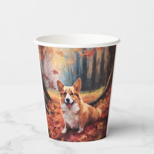 Corgi in herfstbladeren Herfst Inspire Papieren Bekers (Achterkant)
