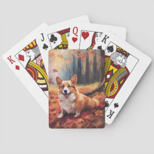 Corgi in herfstbladeren Herfst Inspire Pokerkaarten