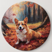 Corgi in herfstbladeren Herfst Inspire Ronde Button 6,0 Cm (Voorkant)