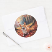 Corgi in herfstbladeren Herfst Inspire Ronde Sticker (Envelop)