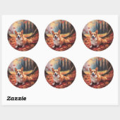 Corgi in herfstbladeren Herfst Inspire Ronde Sticker (Vel)