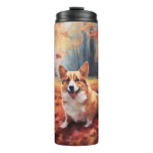Corgi in herfstbladeren Herfst Inspire Thermosbeker (Voorkant)