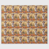 Corgi in herfstbladeren Thanksgiving Kunst Cadeaupapier (Vlak)