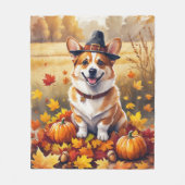Corgi in herfstbladeren Thanksgiving kunst Fleece Deken (Voorkant)