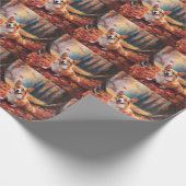 Corgi in herfstbladeren val inspireert cadeaupapier (Hoek)