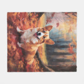 Corgi in herfstbladeren val inspireert fleece deken (Voorkant (Horizontaal))