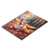 Corgi in herfstbladeren val inspireert notitieboek (Linkerzijde)