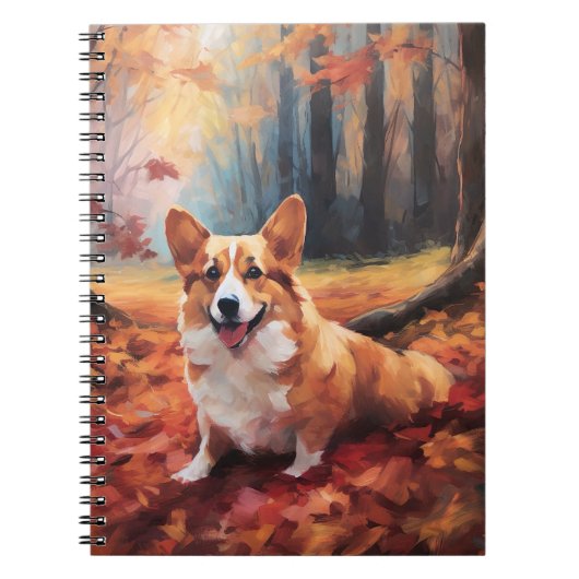 Corgi in herfstbladeren val inspireert notitieboek (Voorkant)