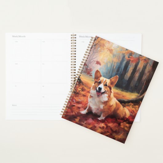 Corgi in herfstbladeren val inspireert planner (Display)
