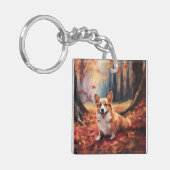 Corgi in herfstbladeren val inspireert sleutelhanger (Voorkant Links)