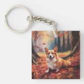 Corgi in herfstbladeren val inspireert sleutelhanger (Voorkant)