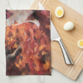 Corgi in herfstbladeren val inspireert theedoek (Quarter Fold)