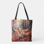 Corgi in herfstbladeren val inspireert tote bag (Achterkant)