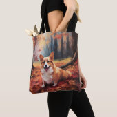 Corgi in herfstbladeren val inspireert tote bag (Dichtbij)