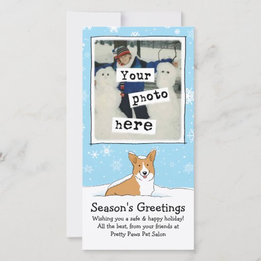 Corgi in het Sneeuwkerstfeest Foto Sjabloon (Voorkant)
