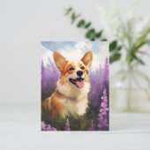Corgi in Lavendelveld Briefkaart (Staand voorkant)