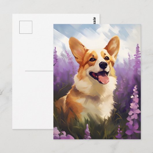 Corgi in Lavendelveld Briefkaart (Voorkant / Achterkant)