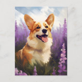 Corgi in Lavendelveld Briefkaart (Voorkant)