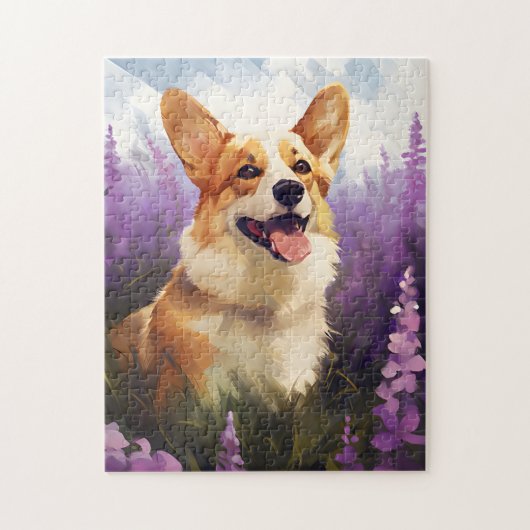Corgi in Lavendelveld Legpuzzel (Verticaal)