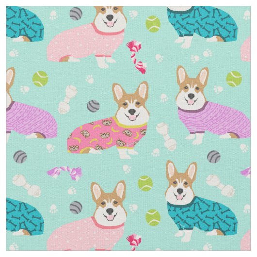 corgi in pjs mint stof (Close Up)