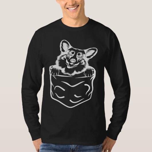 Corgi In Pocket  Dog   Ladies Man Dog T-shirt (Voorkant)