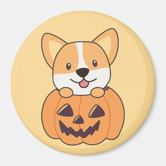 Corgi in pompoen Schattigee honden blij Halloween  Magneet (Voorkant)