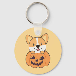 Corgi in pompoen Schattigee honden blij Halloween Sleutelhanger