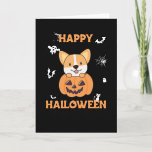 Corgi in Pumpkin Cute Dogs Happy Halloween Kaart