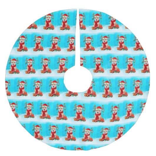 Corgi in sneeuw met kerstcadeaus kerstboom rok (Voorkant)