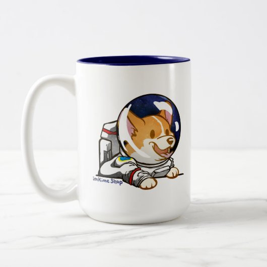 Corgi in Space Suit Tweekleurige Koffiemok (Links)