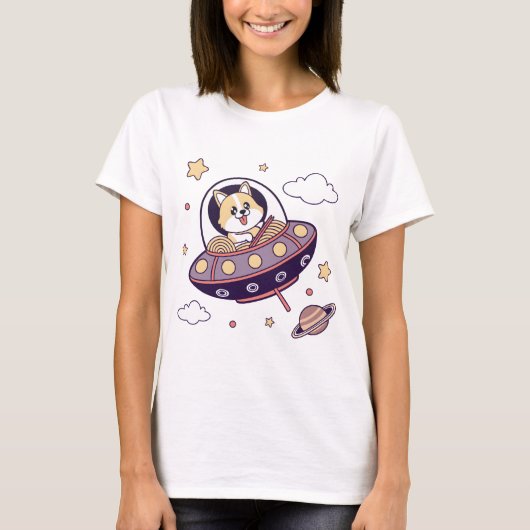 Corgi in Space T-shirt (Voorkant)