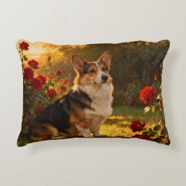 Corgi in the Roses I Accent Kussen