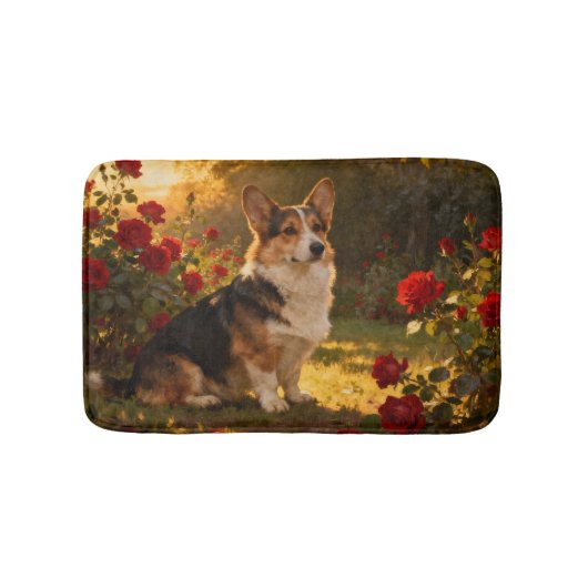 Corgi in the Roses I Badmat (Voorkant)