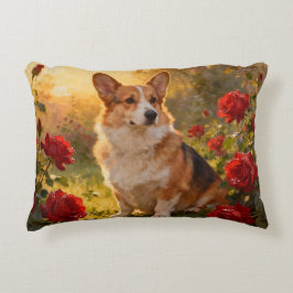 Corgi in the Roses III Accent Kussen
