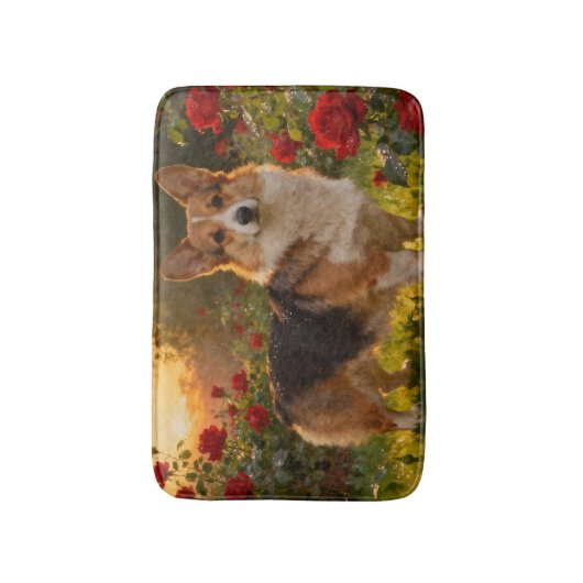 Corgi in the Roses IV Badmat (Voorkant Verticaal)