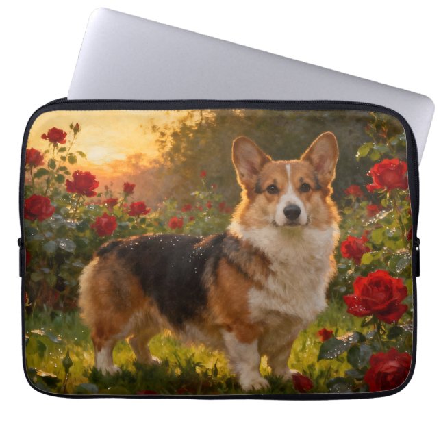 Corgi in the Roses IV Laptop Sleeve (Voorkant)