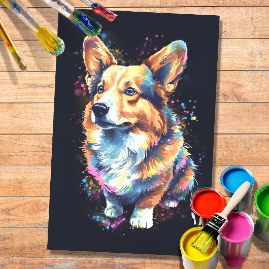 Corgi in Waterverf 1 Decoupage Papier