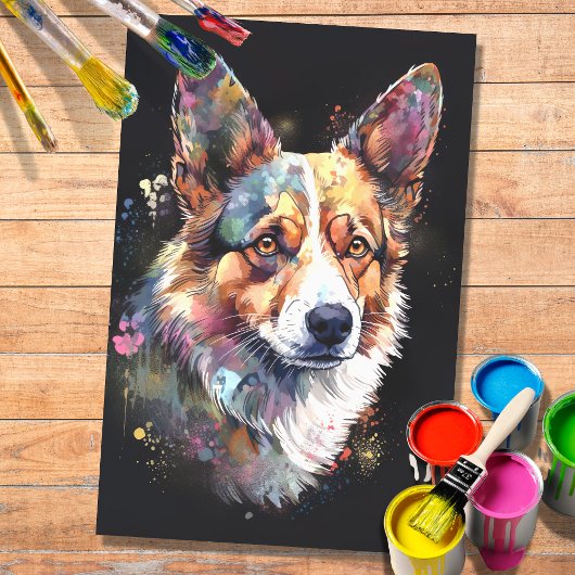 Corgi in Waterverf 2 Decoupage papier
