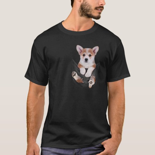 Corgi in zak t-shirt (Voorkant)