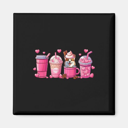 Corgi Inside Cup Koffie Liefhebber Valentijnsdag H Magneet (Voorkant)