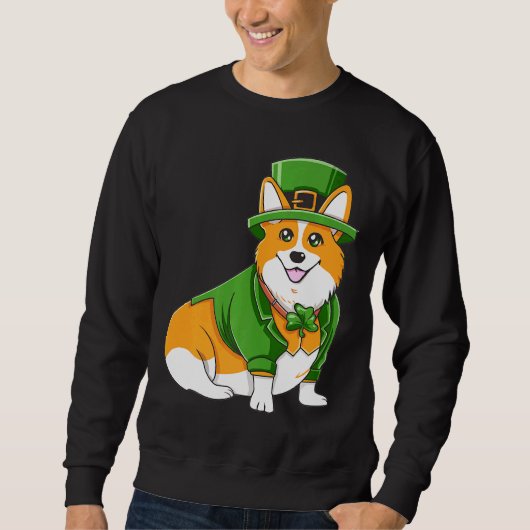 Corgi Irish C St Patricks Day Dog Shamrock Trui (Voorkant)