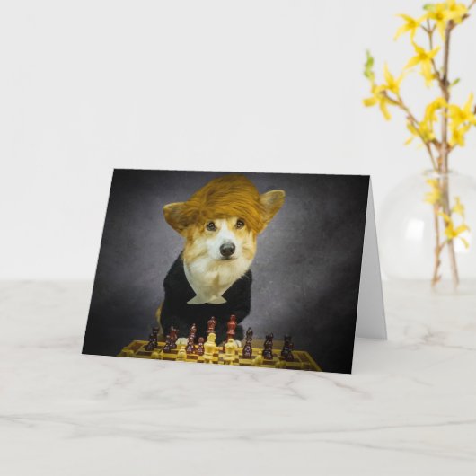 Corgi Jubileum Kaart (Gele Bloem)