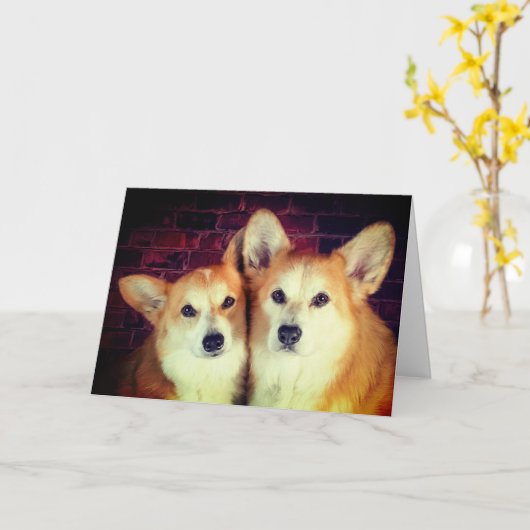Corgi Jubileum Kaart (Gele Bloem)
